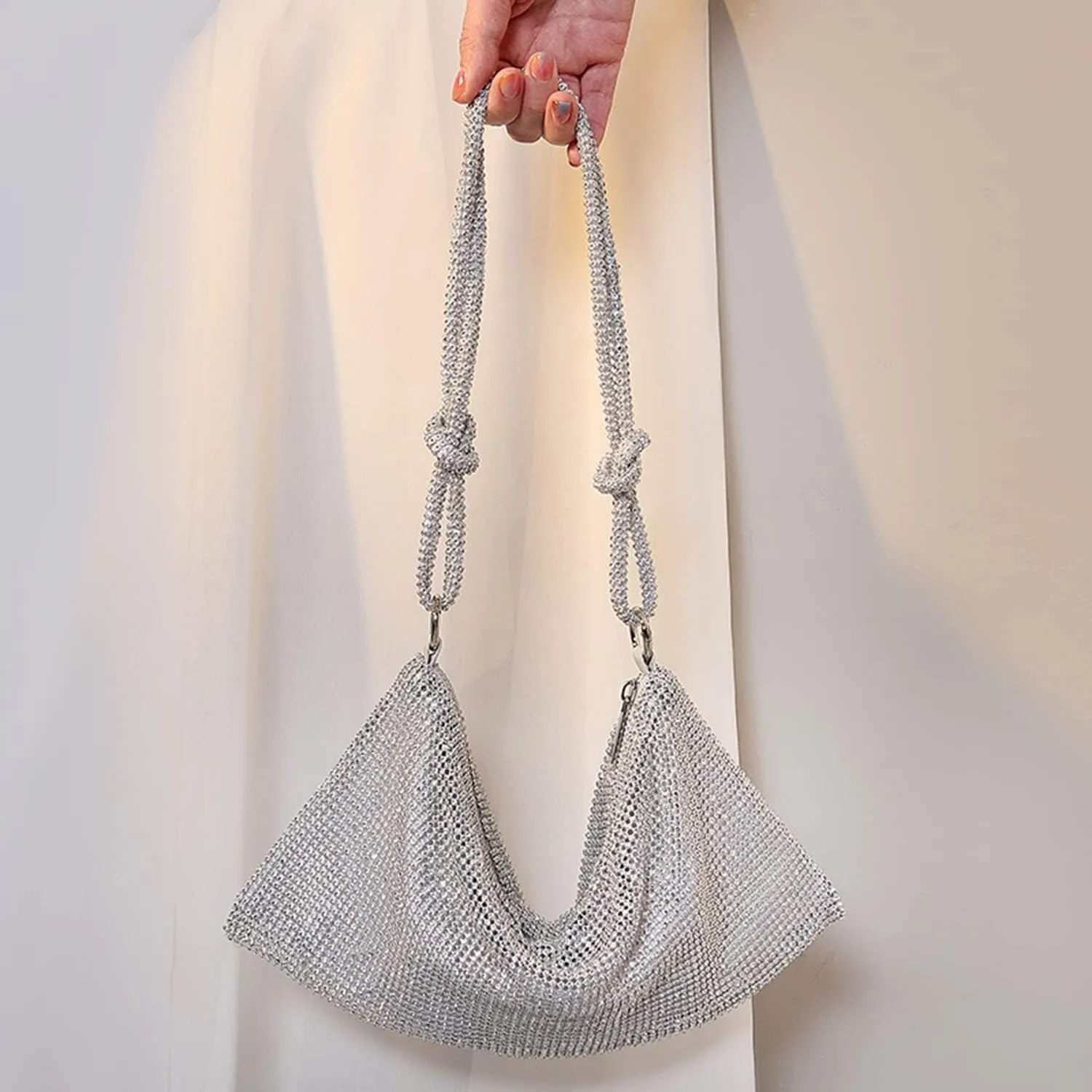 MIFXIN Women Rhinestone Evening Bag Handbag Bling Crystal Clutch Shoulder Bag Shiny Purse for Party Wedding