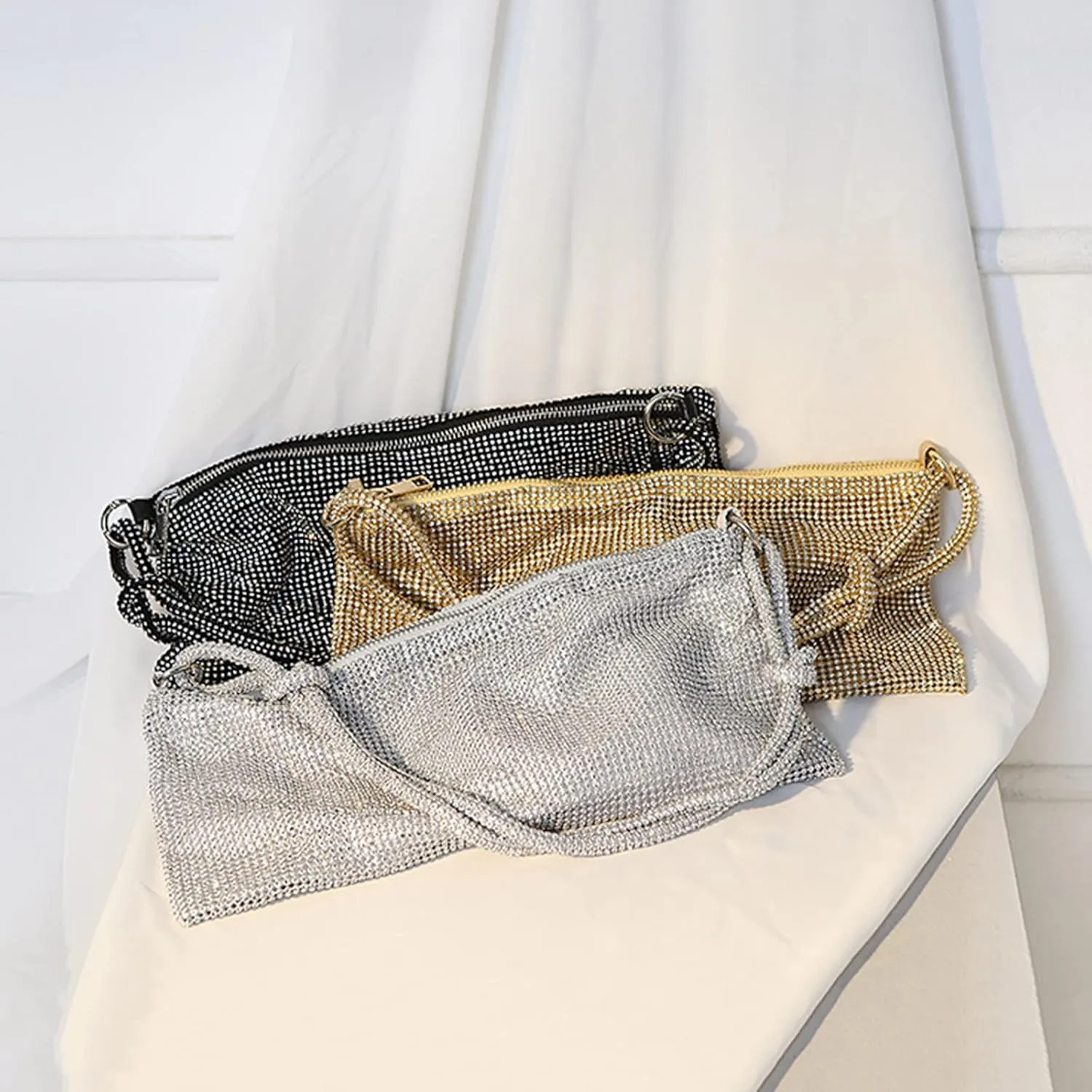 MIFXIN Women Rhinestone Evening Bag Handbag Bling Crystal Clutch Shoulder Bag Shiny Purse for Party Wedding