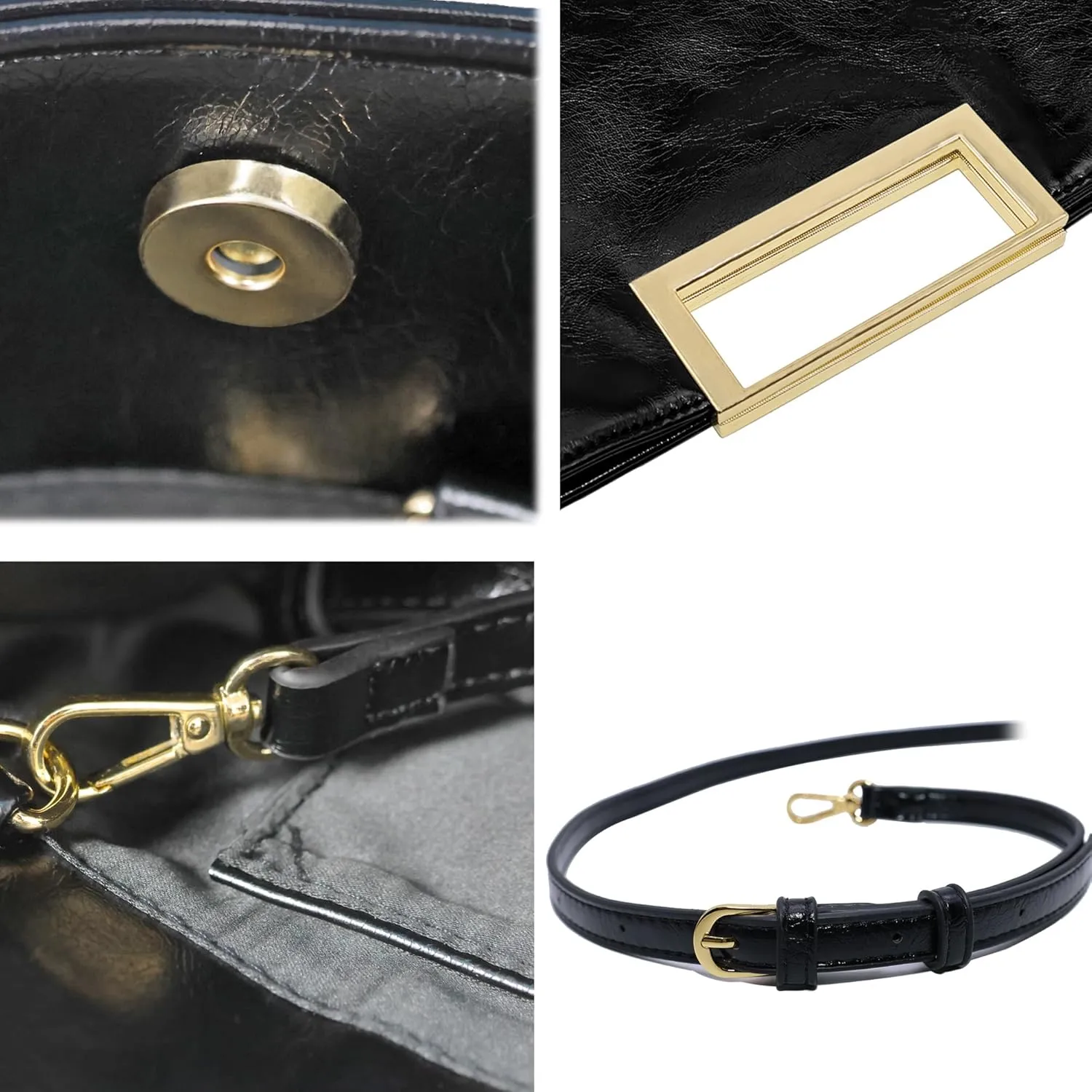 Milisente Clutch Purses for Women Formal Casual Sparkly PU Leather Handbag Purse with Handle for Prom Cocktail Wedding