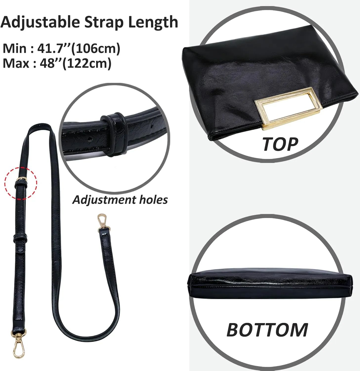Milisente Clutch Purses for Women Formal Casual Sparkly PU Leather Handbag Purse with Handle for Prom Cocktail Wedding