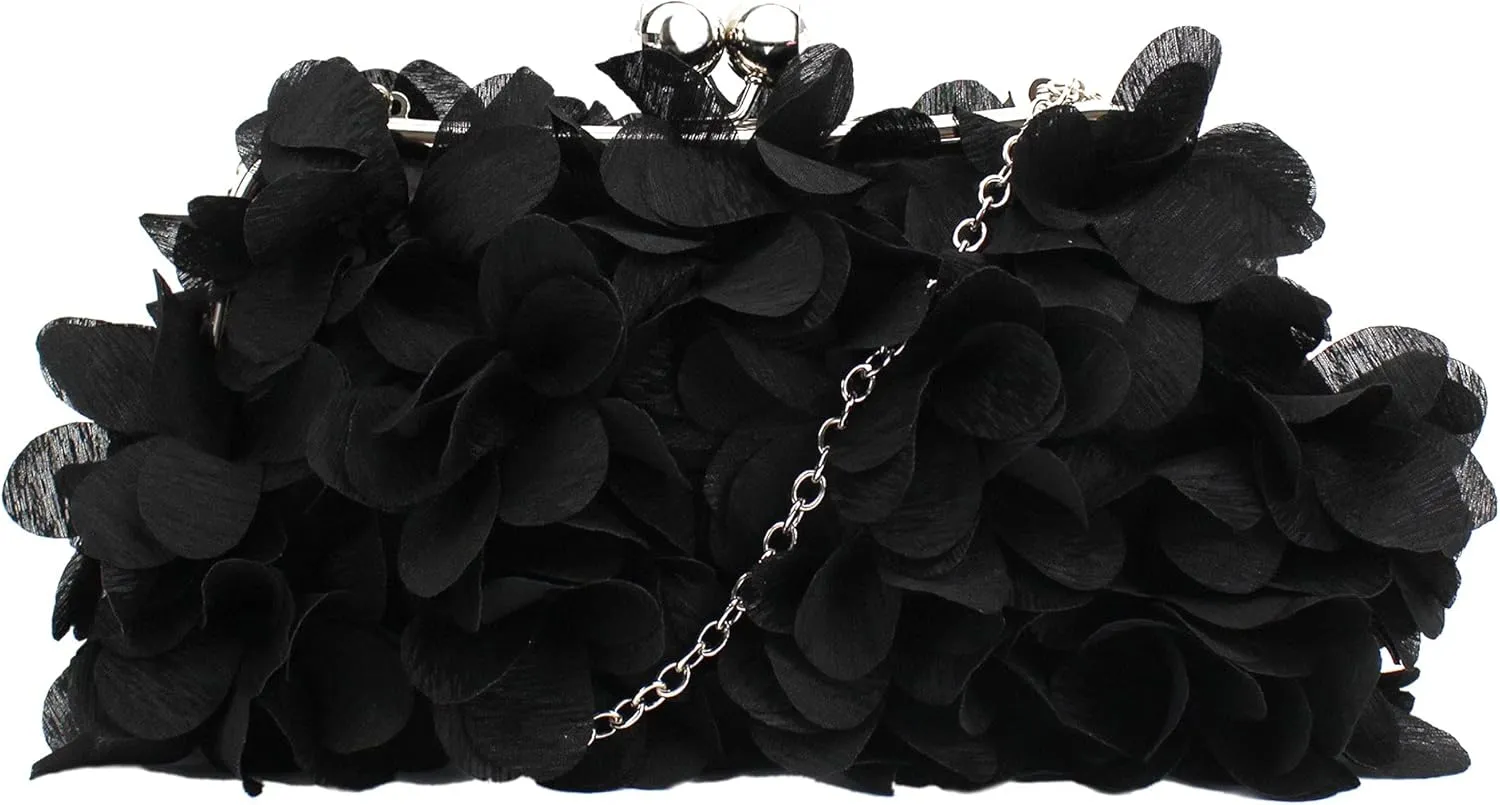 Mily Womens Satin Evening Bag Flower Shaped Wristlet Soft Satin Wristlet Handbag Wedding Party Purse