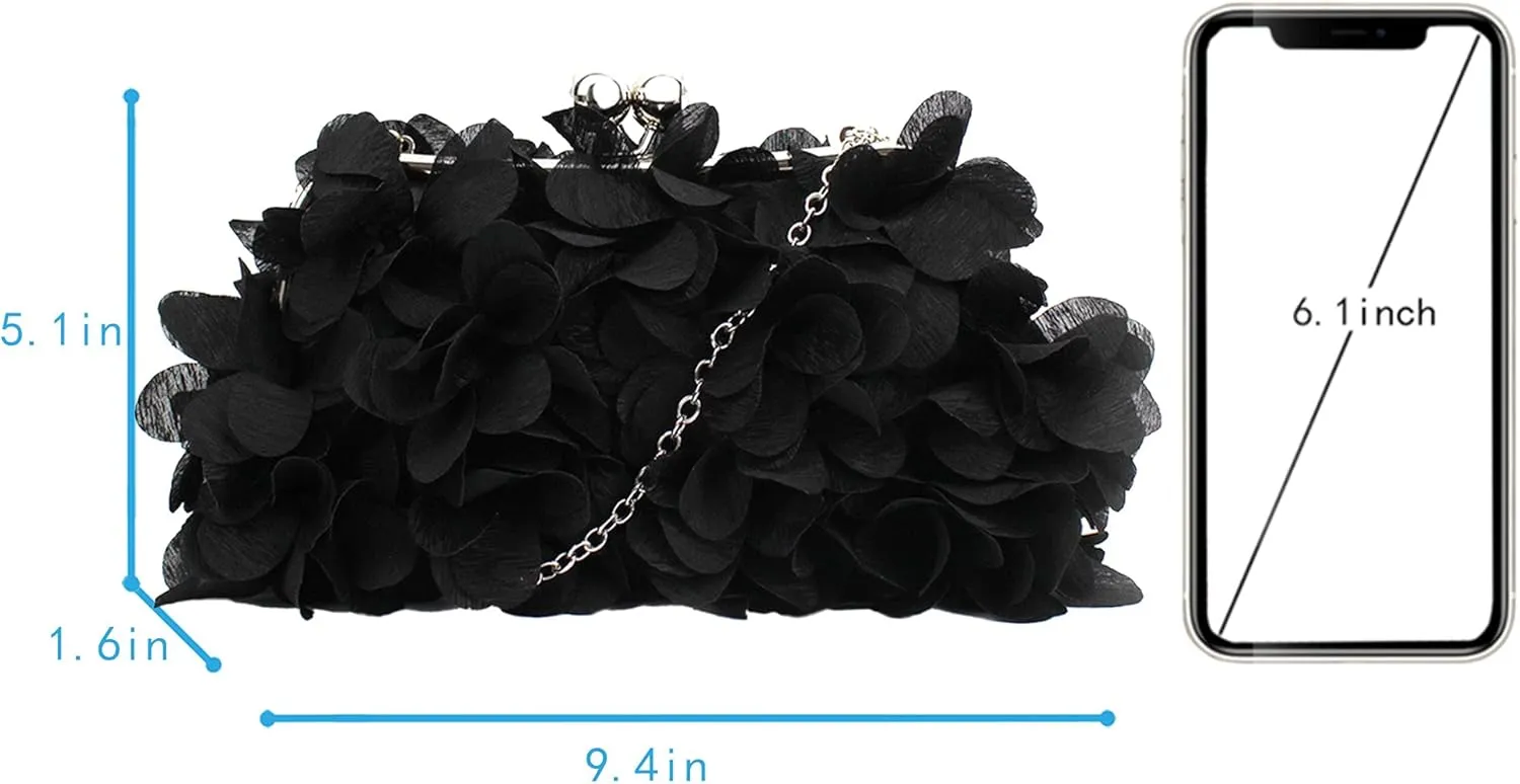 Mily Womens Satin Evening Bag Flower Shaped Wristlet Soft Satin Wristlet Handbag Wedding Party Purse
