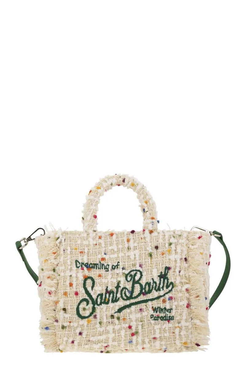 Mini Vanity Bag With Bangs And Embroidered Logo in Light Beige | VAMI005