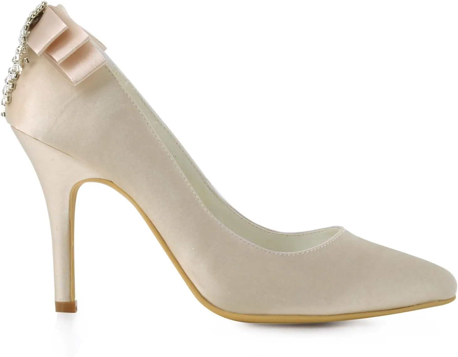 Minishion Girls Womens Ruched Satin Bridal Wedding Shoes Evening Pumps