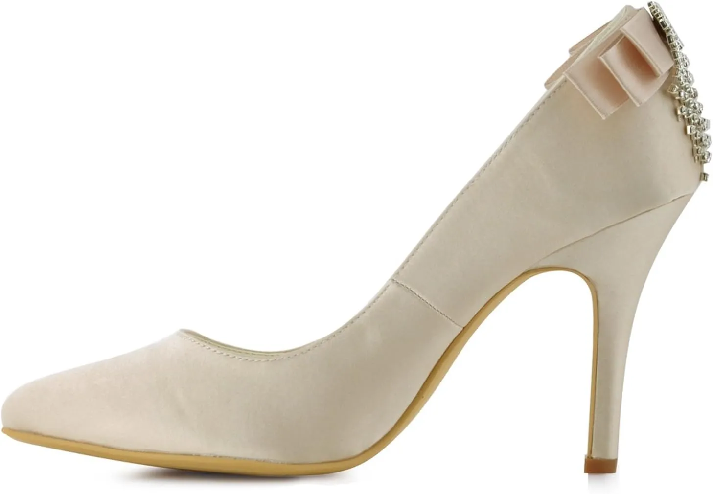 Minishion Girls Womens Ruched Satin Bridal Wedding Shoes Evening Pumps