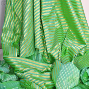 Mint Green Indian Brocade By The Yard Diagonal Stripes Banarasi Benarse Wedding Dresses Sewing Costume DIY Crafting Drapery Cushions Jackets