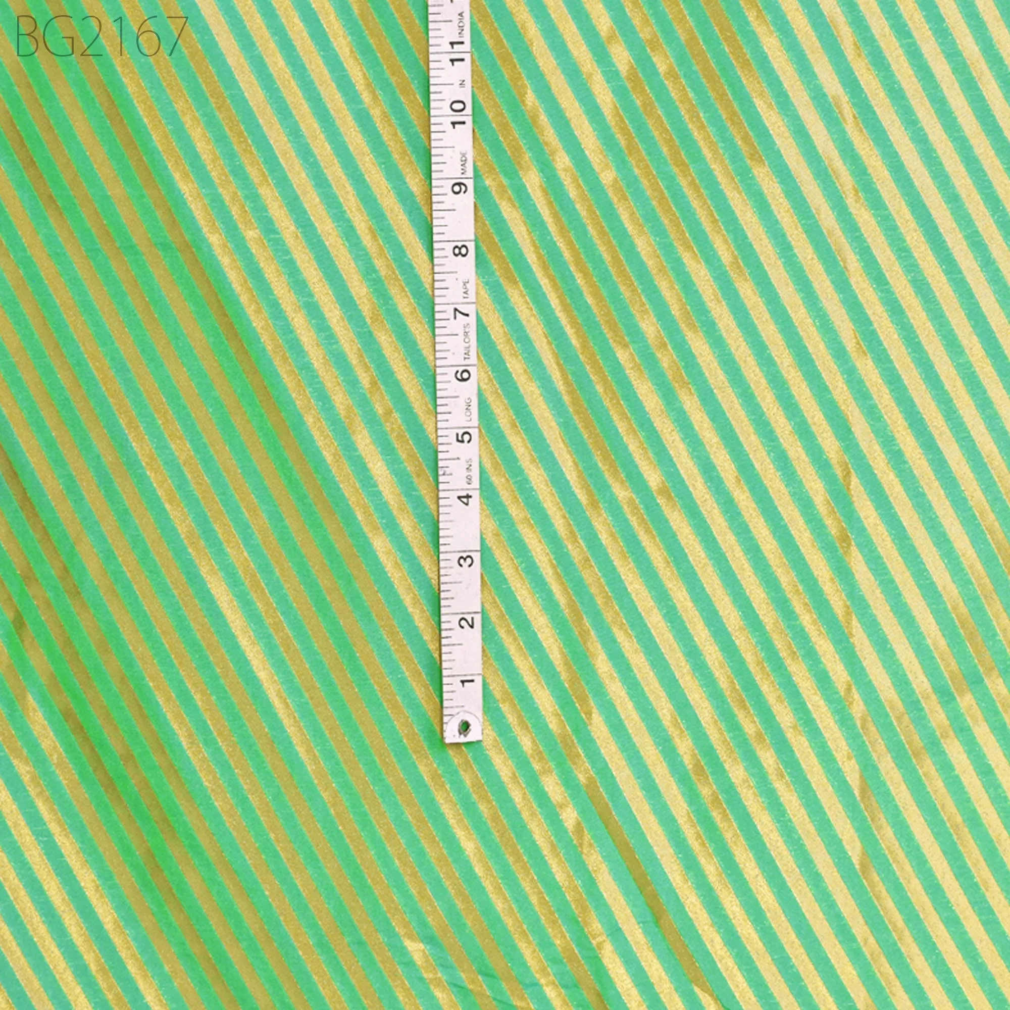 Mint Green Indian Brocade By The Yard Diagonal Stripes Banarasi Benarse Wedding Dresses Sewing Costume DIY Crafting Drapery Cushions Jackets