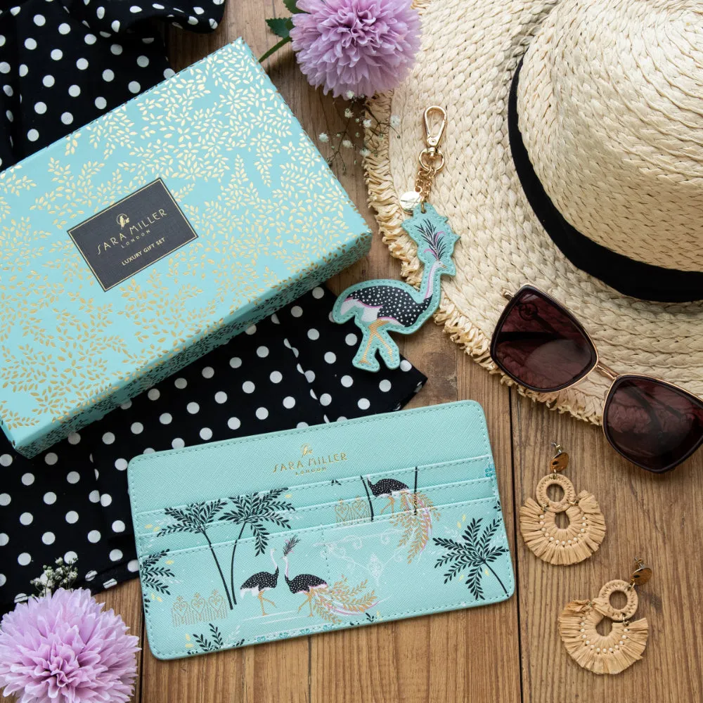 Mint Ostrich & Palms Travel Organiser and Keyring Gift Set
