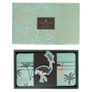 Mint Ostrich & Palms Travel Organiser and Keyring Gift Set