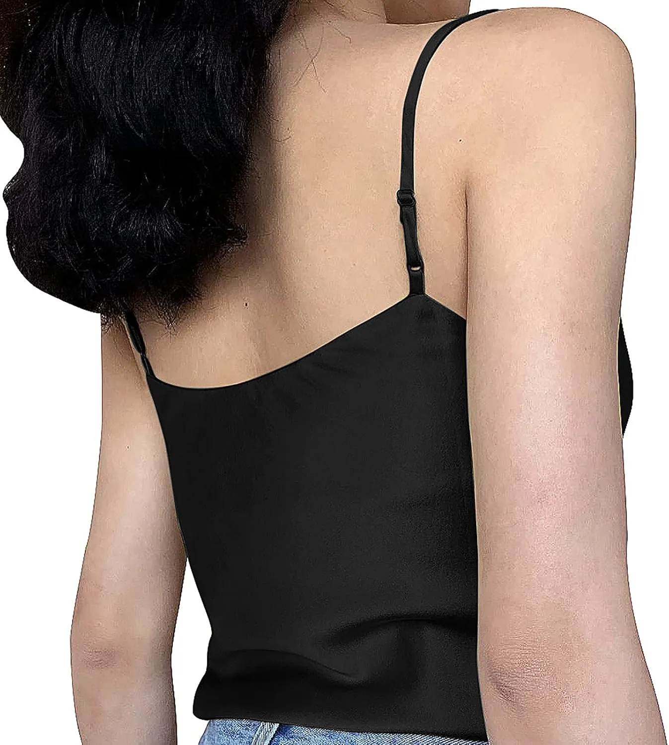 Miqieer Basic Women's Silk Tank Top Ladies V-Neck Camisole Silky Loose Sleeveless Blouse Satin Tank Shirt