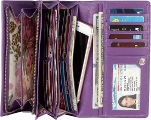 Mou Meraki Women RFID Blocking Genuine Leather Bifold Wallet-Clutch For Women-Shield Against Identity Theft