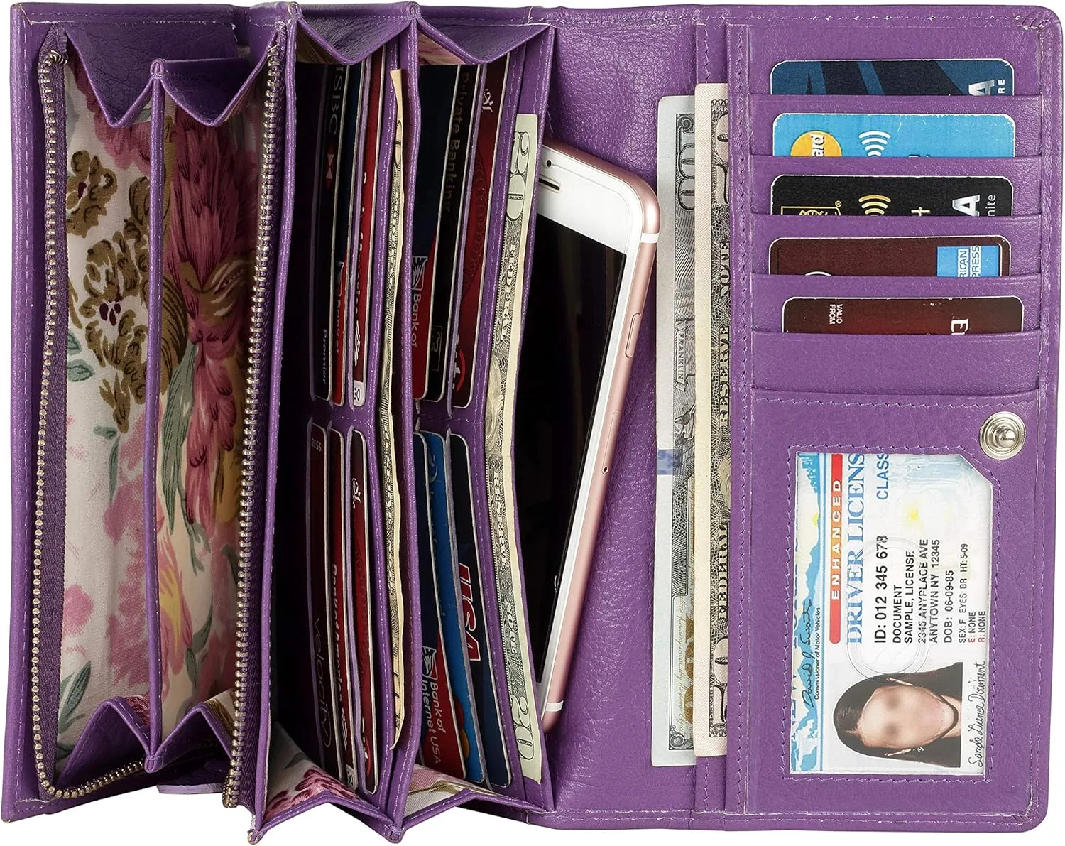 Mou Meraki Women RFID Blocking Genuine Leather Bifold Wallet-Clutch For Women-Shield Against Identity Theft