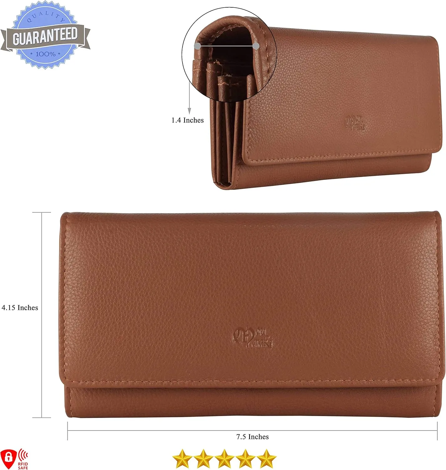 Mou Meraki Women RFID Blocking Genuine Leather Bifold Wallet-Clutch For Women-Shield Against Identity Theft