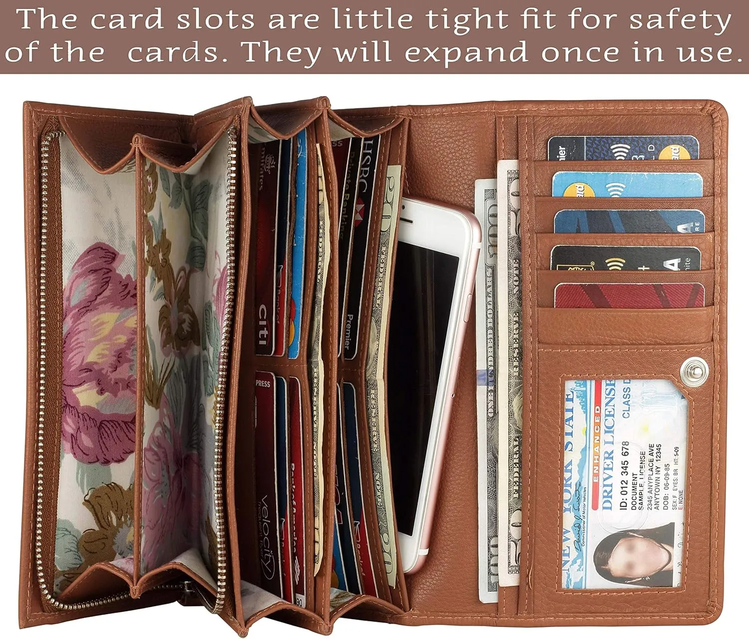 Mou Meraki Women RFID Blocking Genuine Leather Bifold Wallet-Clutch For Women-Shield Against Identity Theft