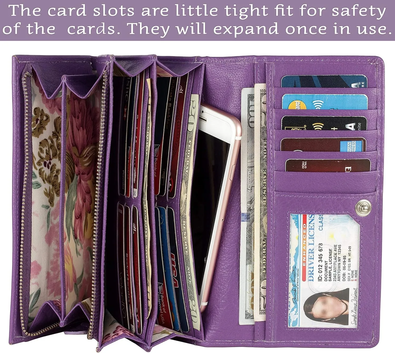 Mou Meraki Women RFID Blocking Genuine Leather Bifold Wallet-Clutch For Women-Shield Against Identity Theft