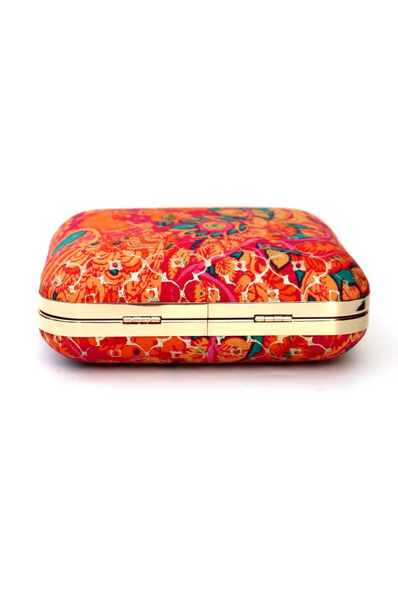 Multi Color Printed Box Clutch
