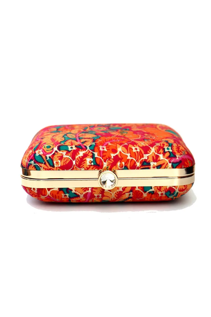 Multi Color Printed Box Clutch