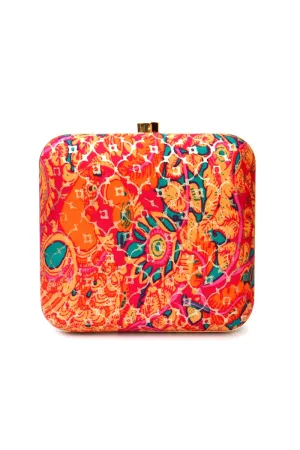 Multi Color Printed Box Clutch