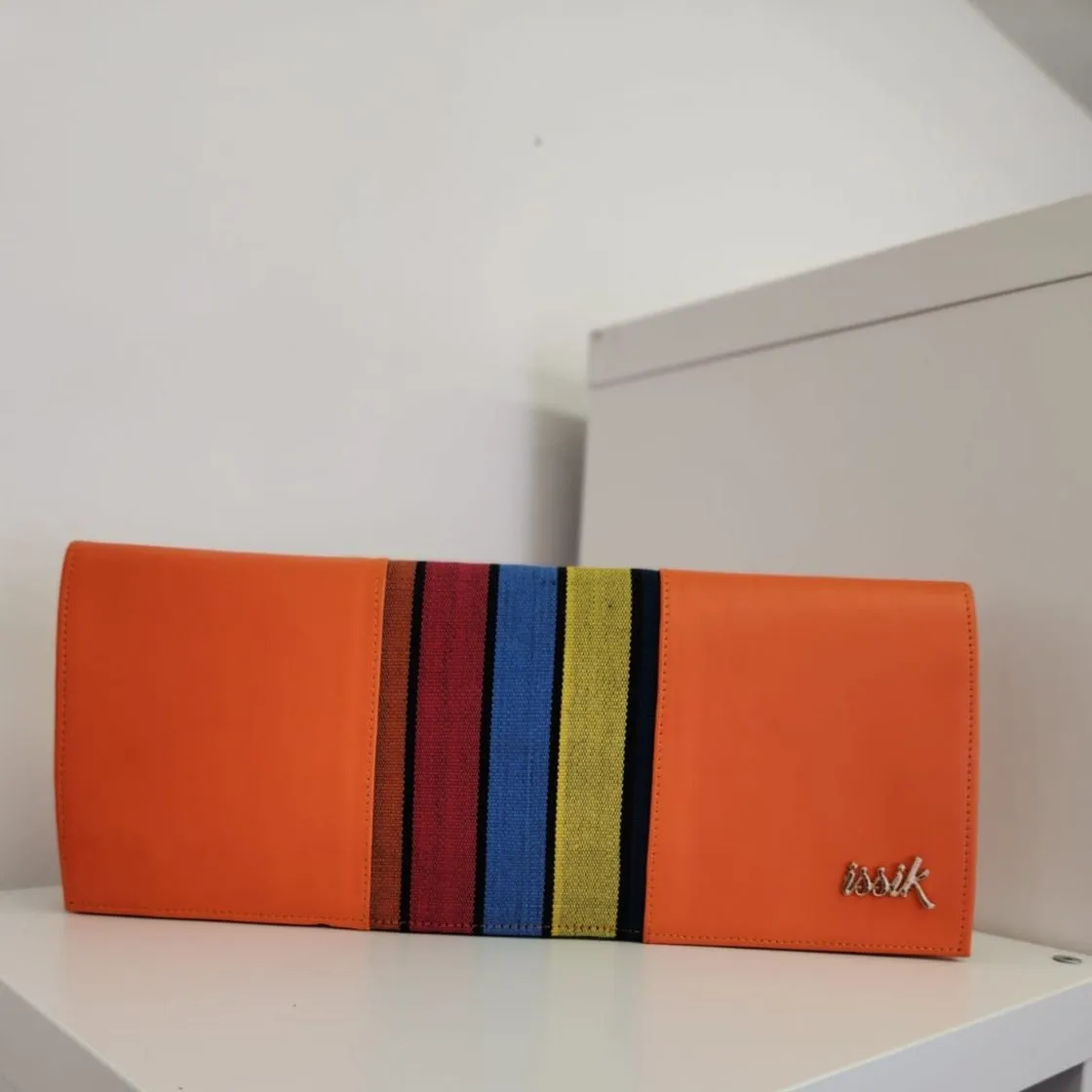 Multicolour Leather & Aso-Oke Clutch Purses
