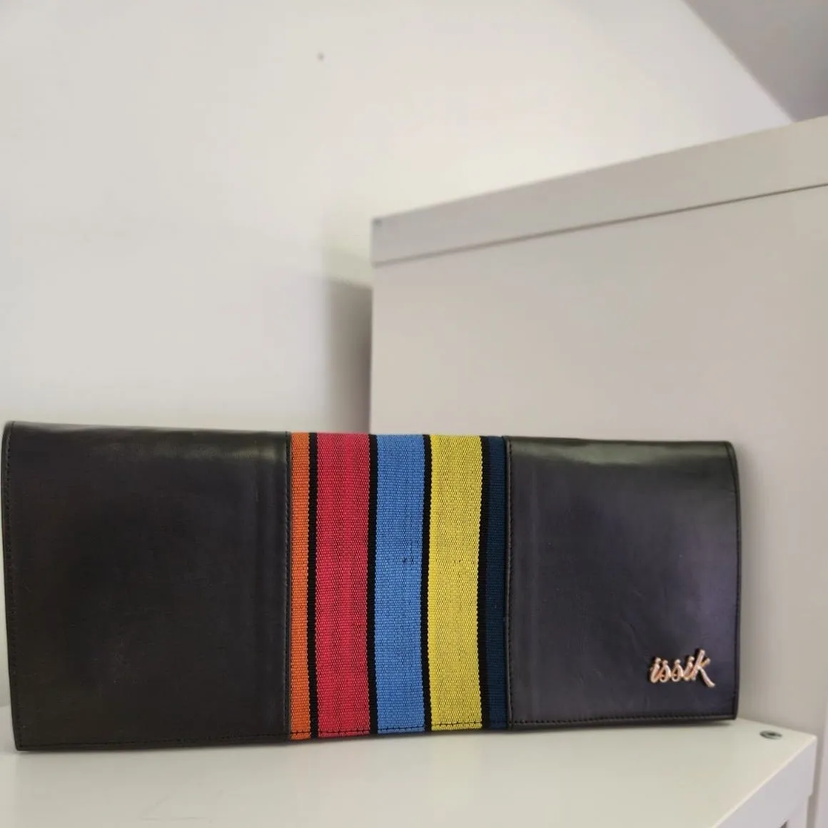 Multicolour Leather & Aso-Oke Clutch Purses