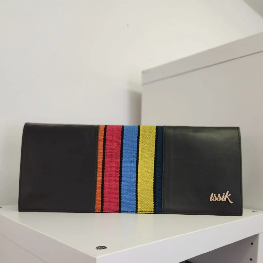 Multicolour Leather & Aso-Oke Clutch Purses