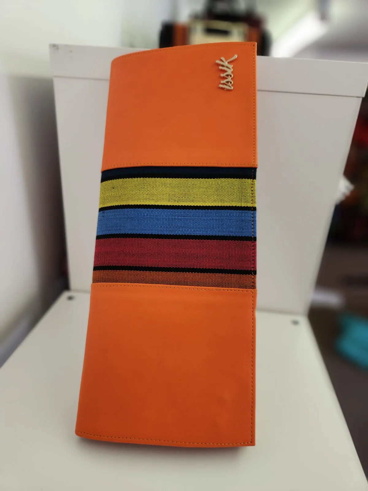 Multicolour Leather & Aso-Oke Clutch Purses