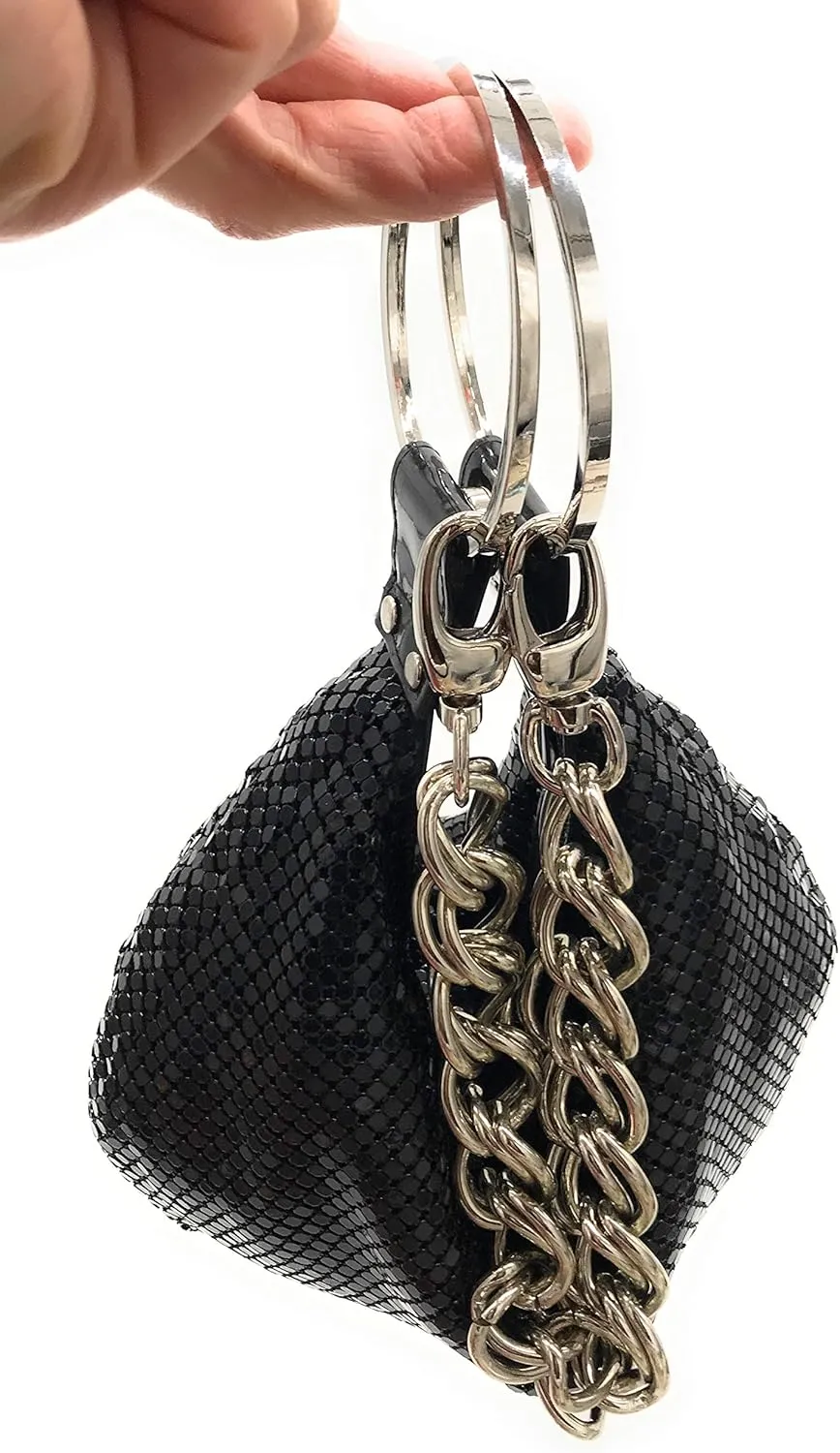 Multiways clutch metal mesh hobo bag evening purse for Cocktail Party Prom Wedding Banquet