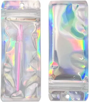 Mylar Bags Zipper Self Seal Clear Plastic Aluminum Foil Bag Flat Heat Sealable Small Food Storage Bags for Coffee Beans Candy Packaging Pouch with Tear Notch Hang Hole (100, 2.36x11.02 inch)