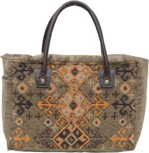 Myra Bag Western Upcycled Canvas Handbag for Women - Leather Shoulder Bag Evening Song