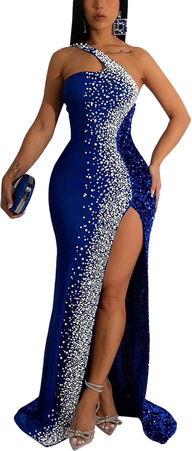Nagfar Women Rhinestone and Sequin Birthday Party Sexy Club Night Out Holiday New Years Formal Dress