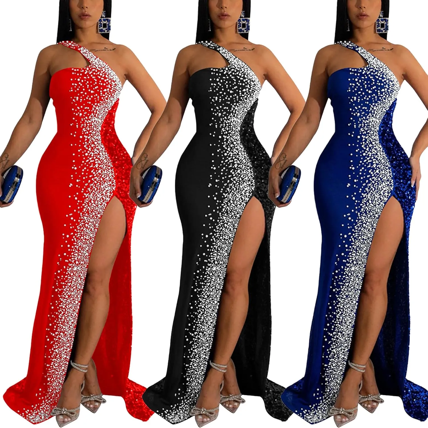 Nagfar Women Rhinestone and Sequin Birthday Party Sexy Club Night Out Holiday New Years Formal Dress