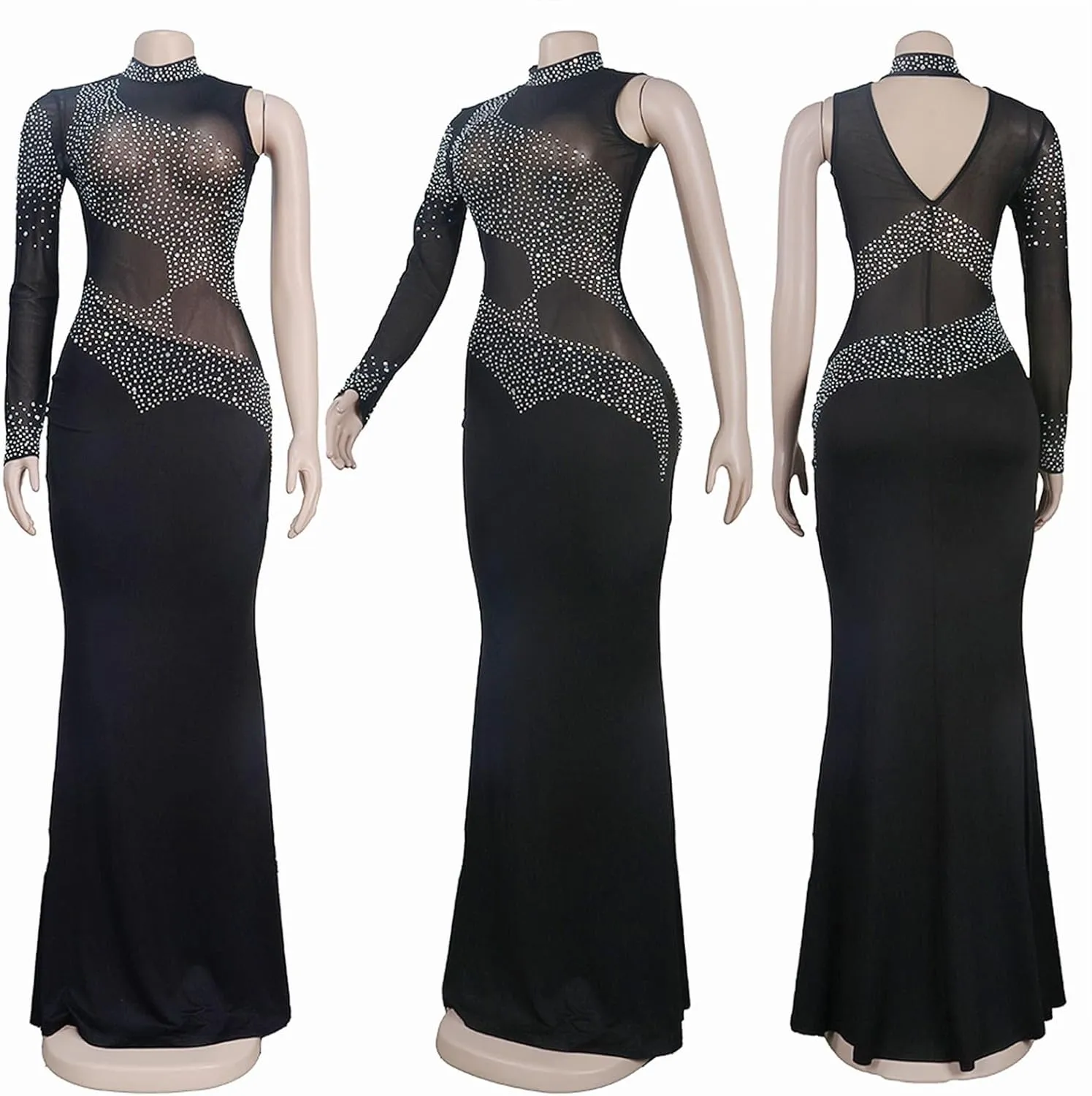 Nagfar Women Rhinestone and Sequin Birthday Party Sexy Club Night Out Holiday New Years Formal Dress