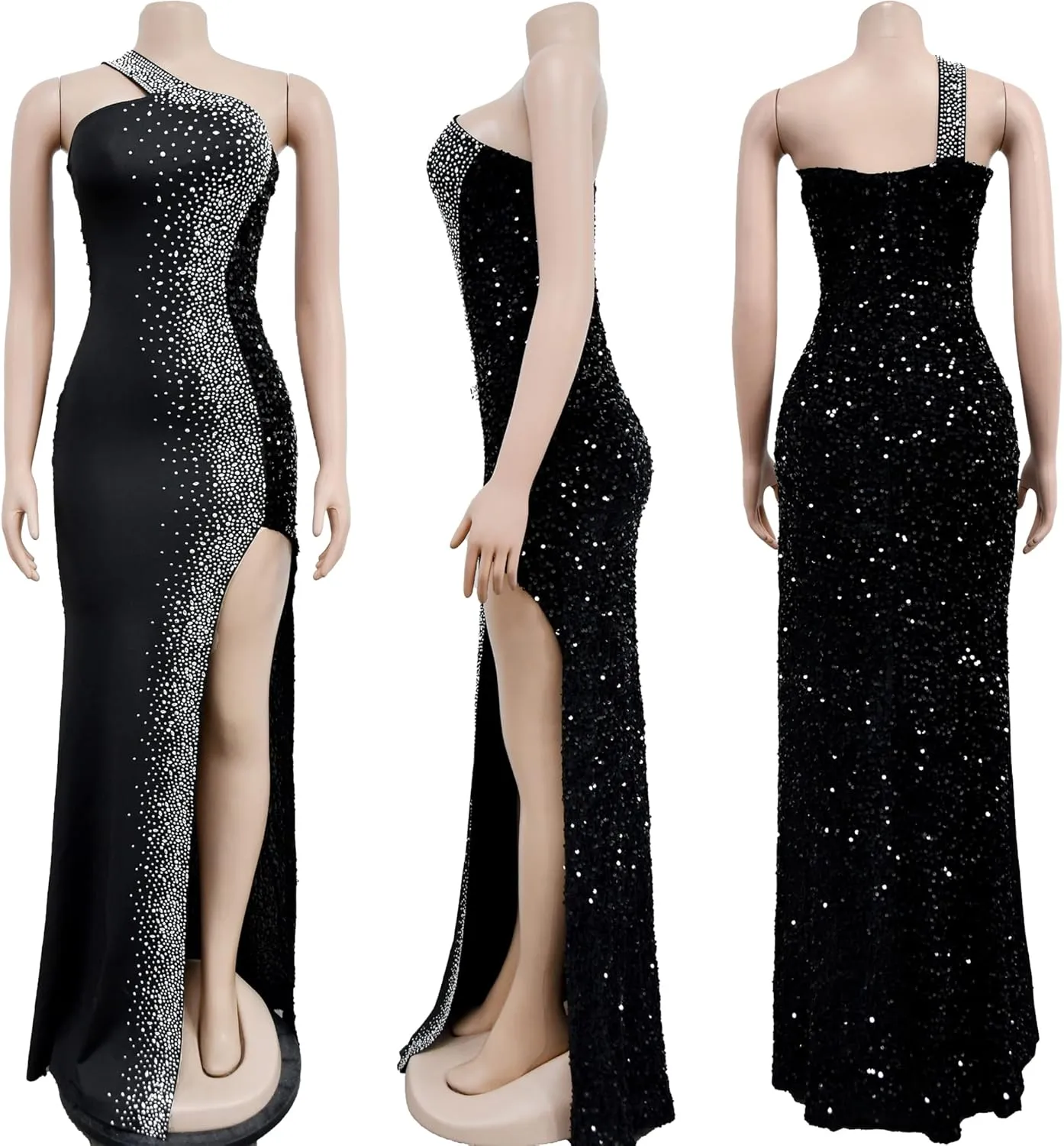 Nagfar Women Rhinestone and Sequin Birthday Party Sexy Club Night Out Holiday New Years Formal Dress