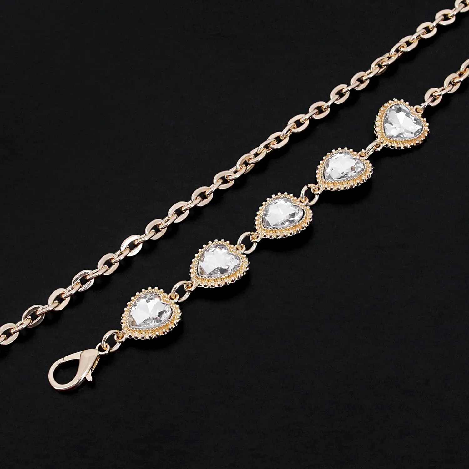Naimo Rhinestone Bag Chain Extender Purse Strap Crystal Handbag Chains Shoulder Crossbody Bag Replacement Metal Chain Bag Accessories