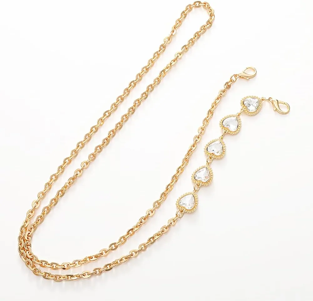 Naimo Rhinestone Bag Chain Extender Purse Strap Crystal Handbag Chains Shoulder Crossbody Bag Replacement Metal Chain Bag Accessories