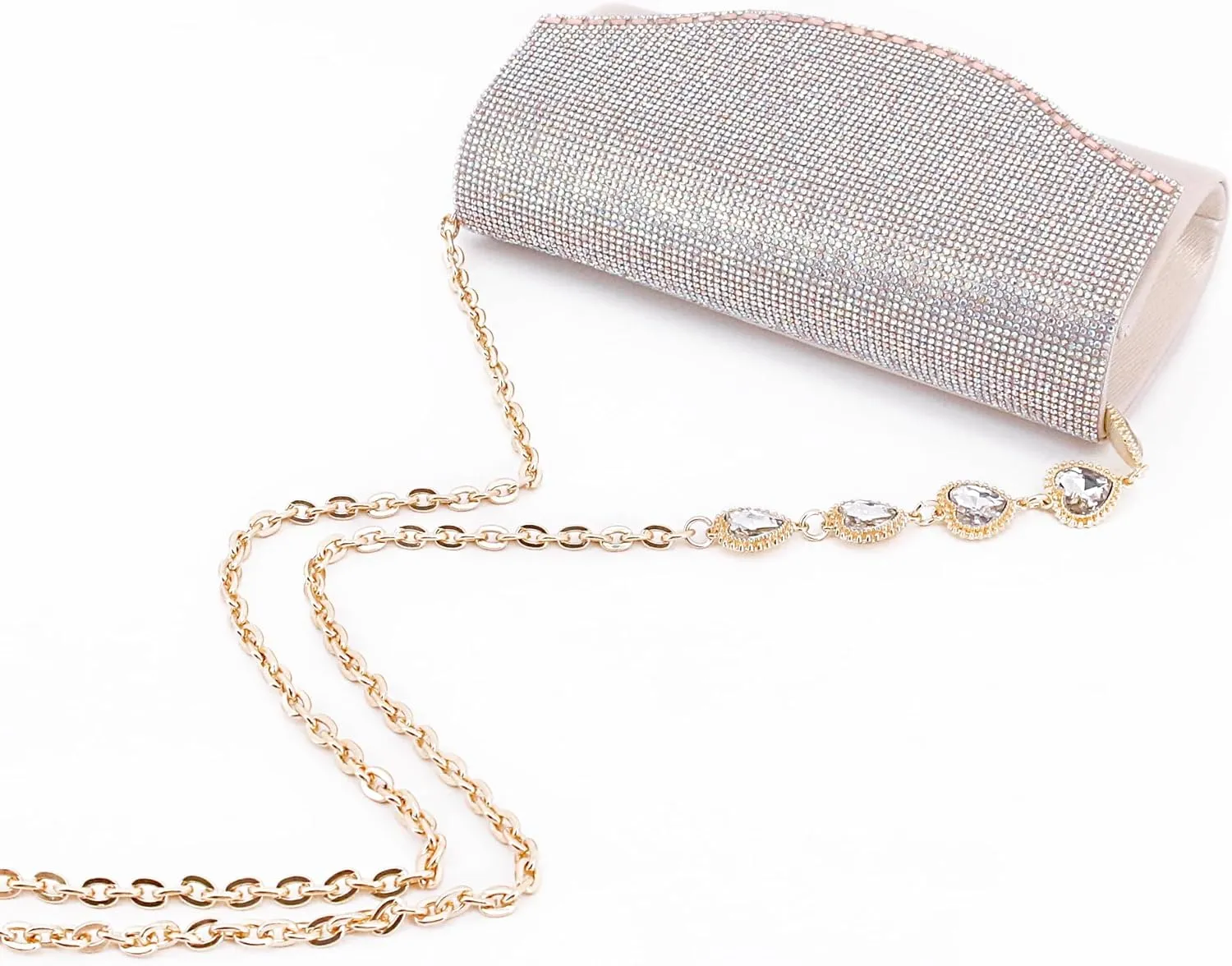 Naimo Rhinestone Bag Chain Extender Purse Strap Crystal Handbag Chains Shoulder Crossbody Bag Replacement Metal Chain Bag Accessories