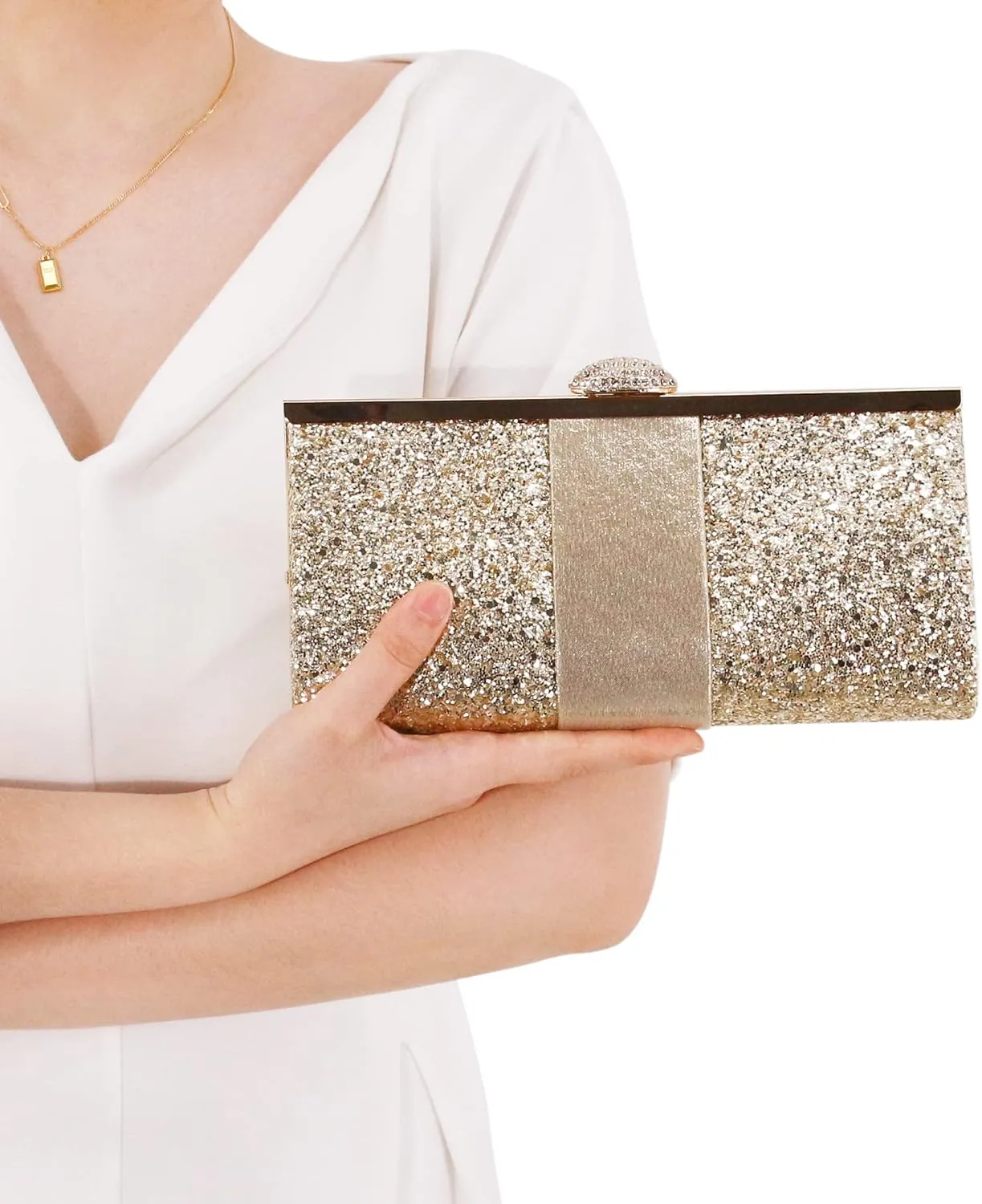 Naimo Women's Sequin Rhinestone Evening Bag Elegant Glitter Clutch Handbag Purse