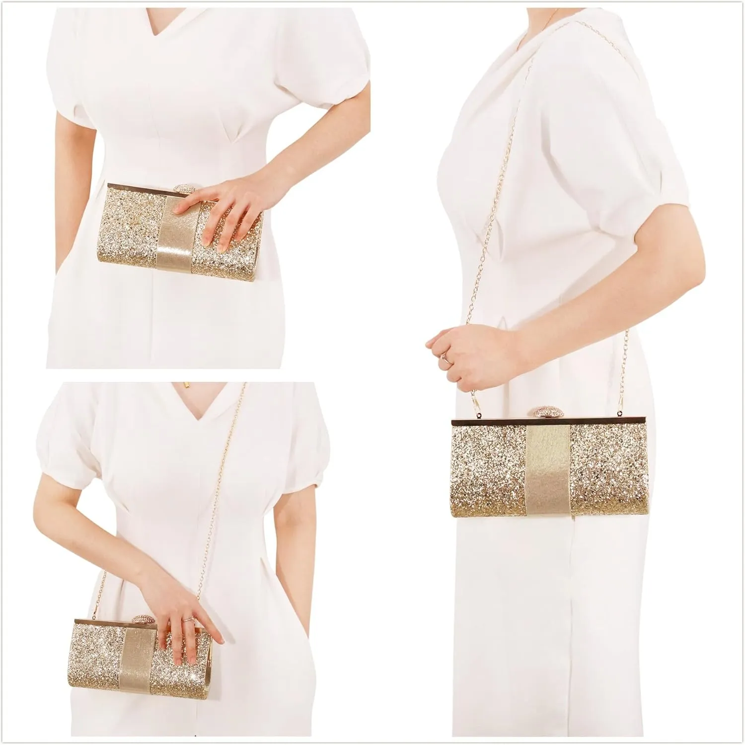 Naimo Women's Sequin Rhinestone Evening Bag Elegant Glitter Clutch Handbag Purse