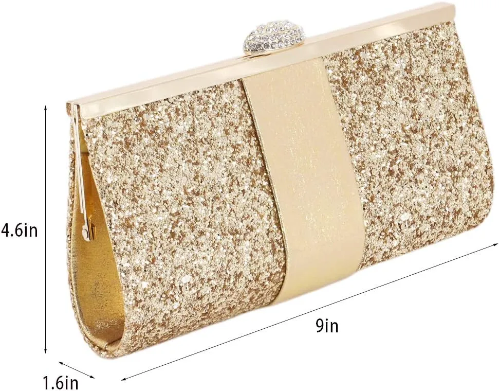 Naimo Women's Sequin Rhinestone Evening Bag Elegant Glitter Clutch Handbag Purse