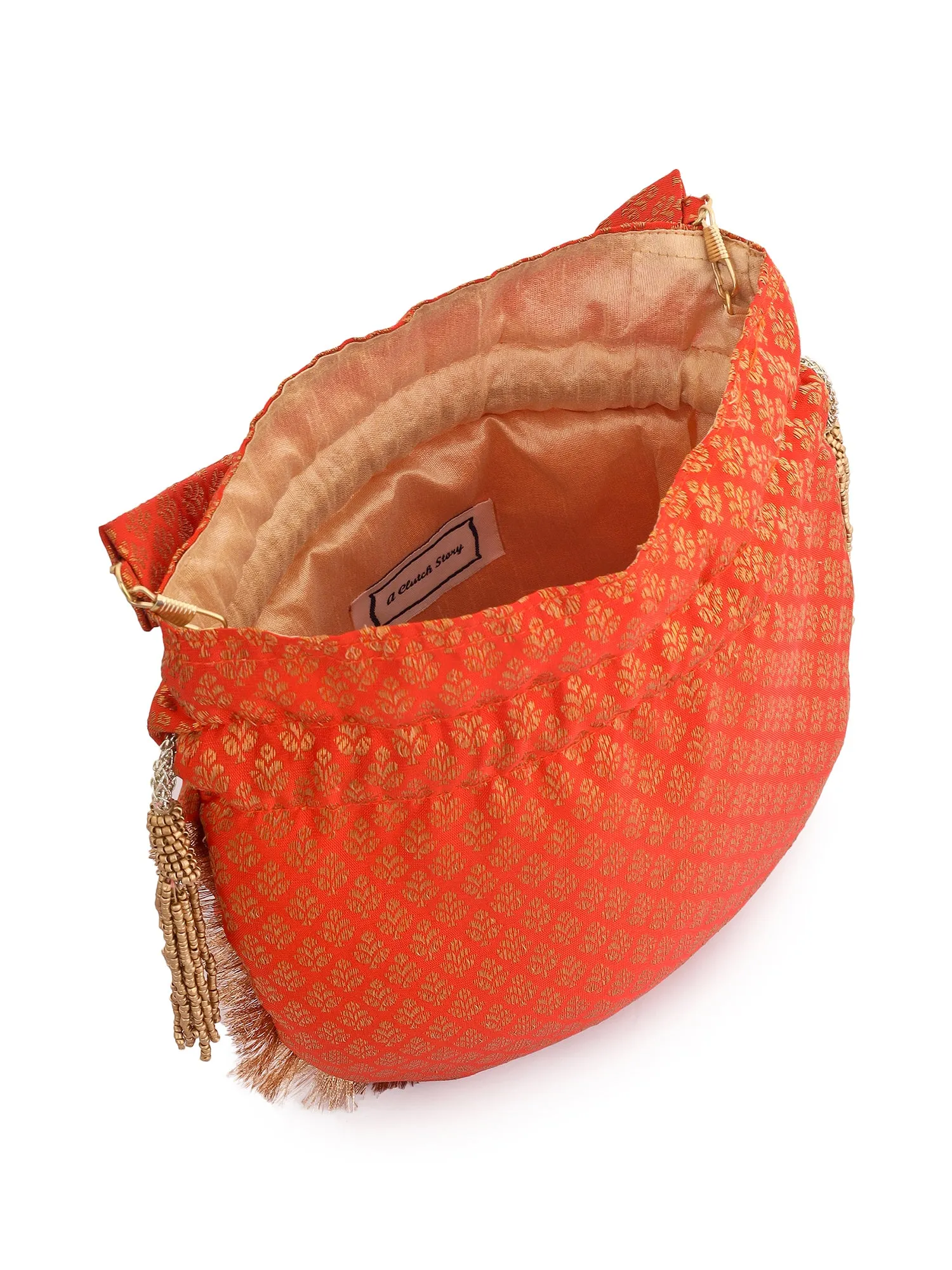 Narangi Banarasi Potli Bag