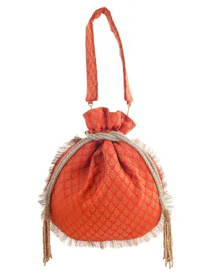 Narangi Banarasi Potli Bag
