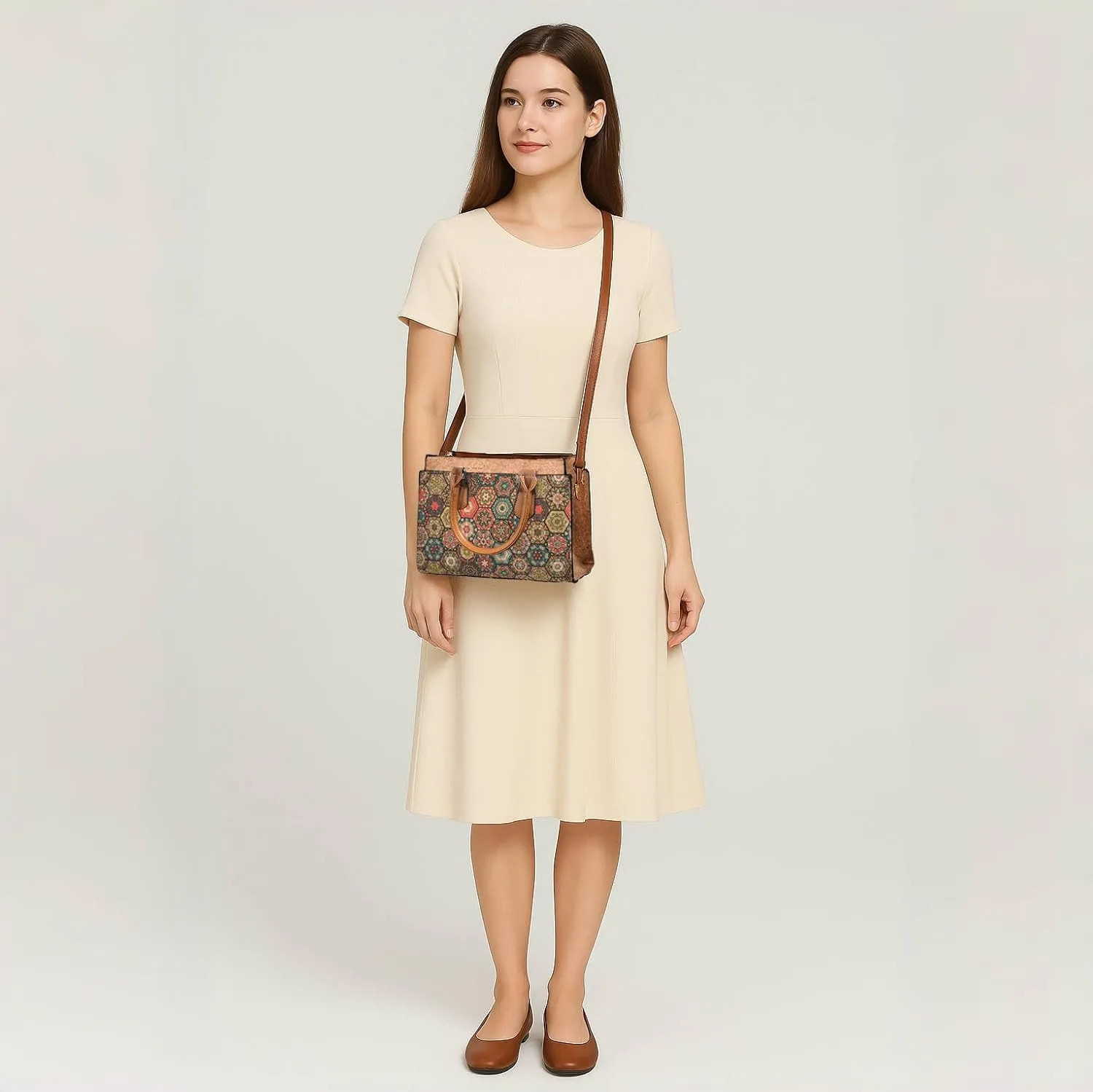 Natural cork Large capacity shoulder bag handbag crossbody