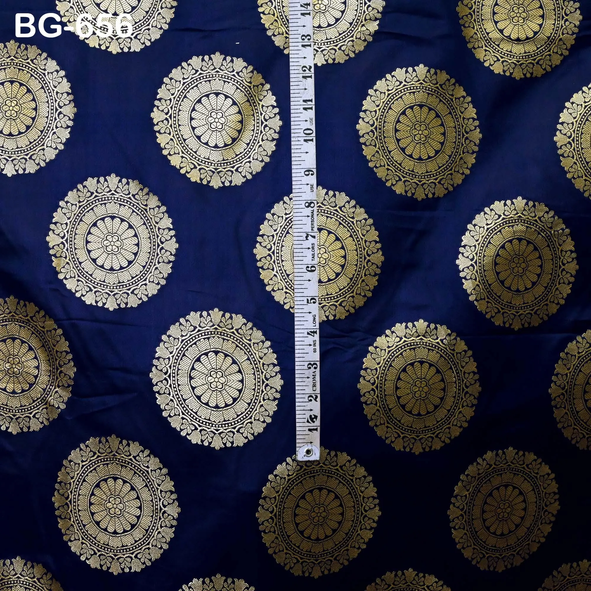 Navy Blue Brocade Fabric by the yard Bridal Wedding Dress Fabric Banarasi Fabric for crafting costume sewing dress material Indian Fabric