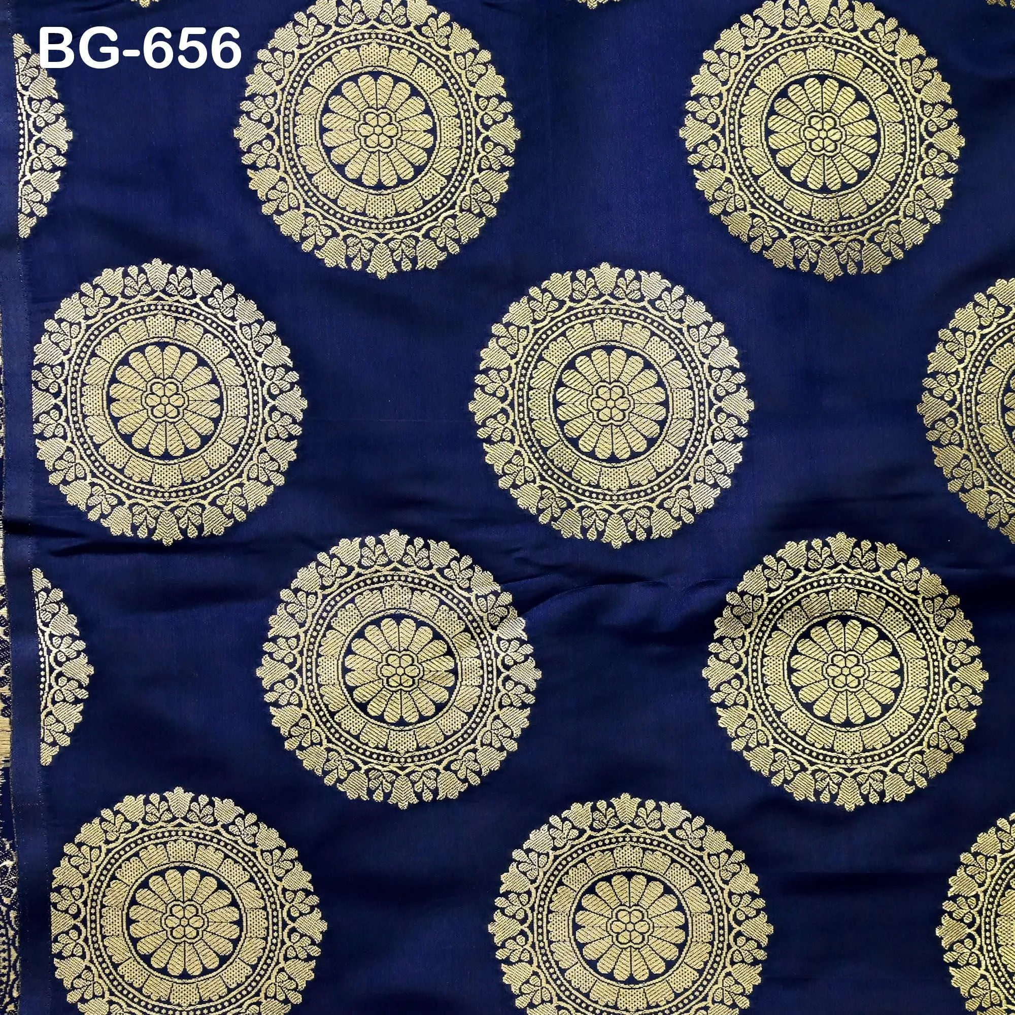 Navy Blue Brocade Fabric by the yard Bridal Wedding Dress Fabric Banarasi Fabric for crafting costume sewing dress material Indian Fabric