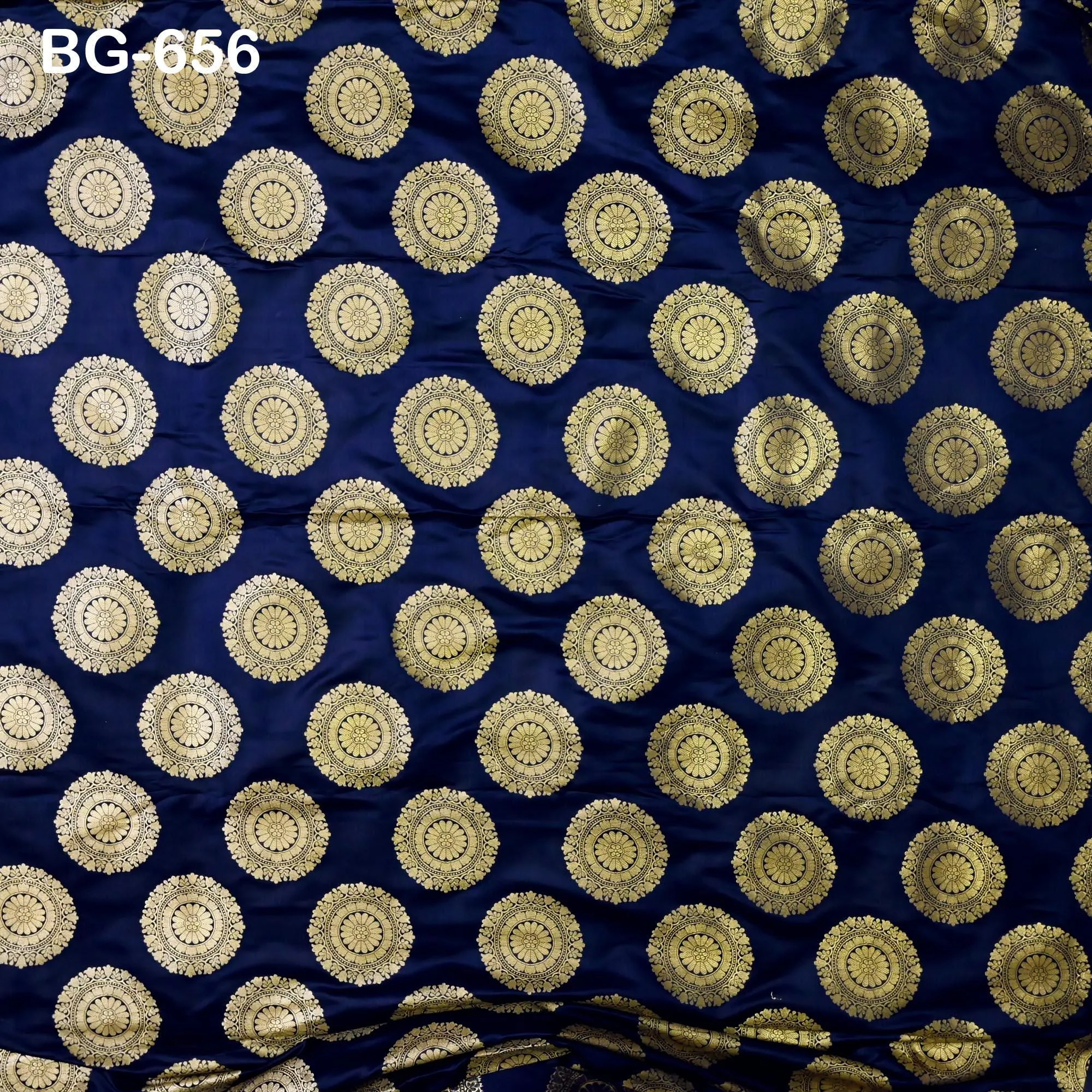 Navy Blue Brocade Fabric by the yard Bridal Wedding Dress Fabric Banarasi Fabric for crafting costume sewing dress material Indian Fabric