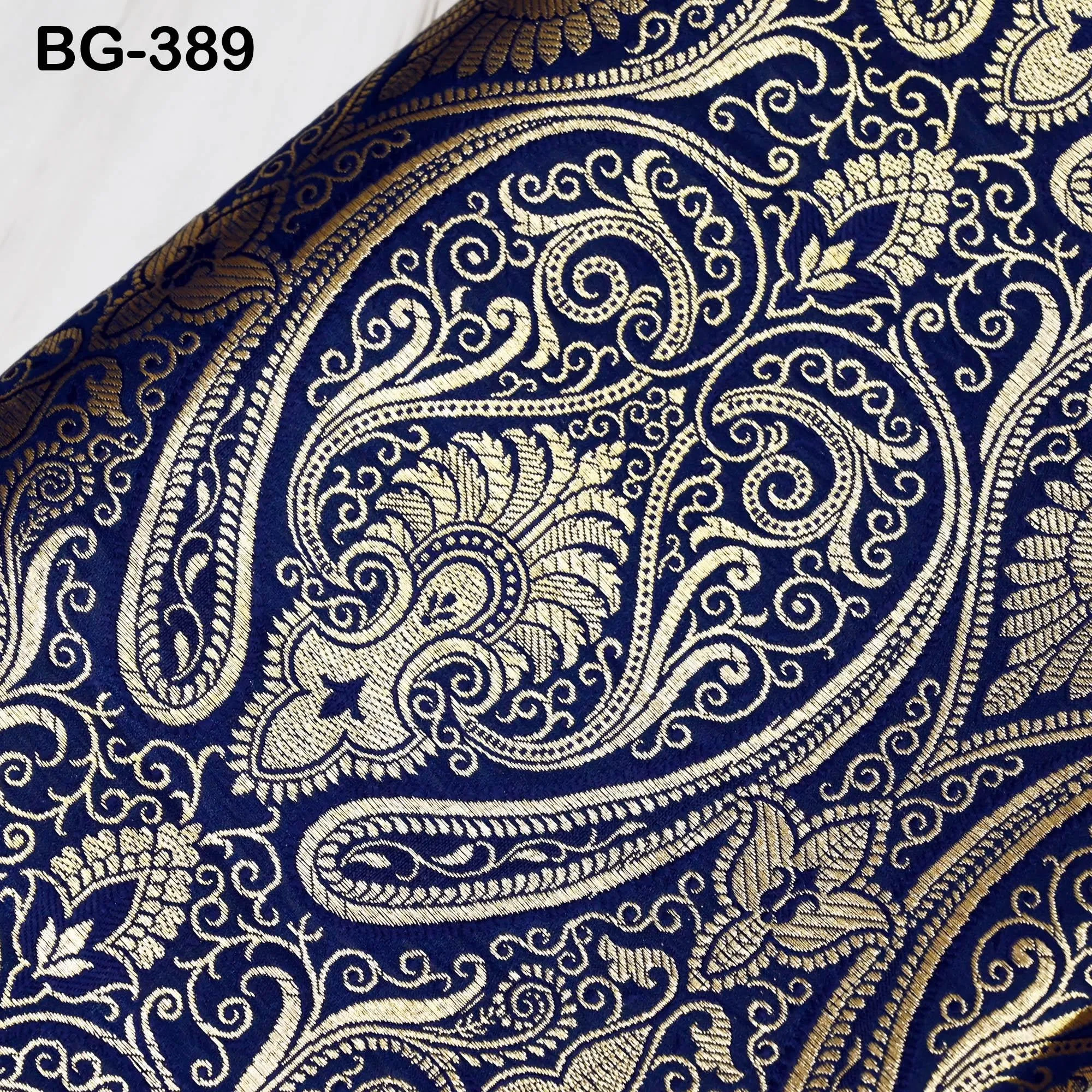 Navy Blue Brocade Fabric by the Yard Wedding Dress Banaras brocade for evening jacket table runner curtains home decor Indian Blended Silk