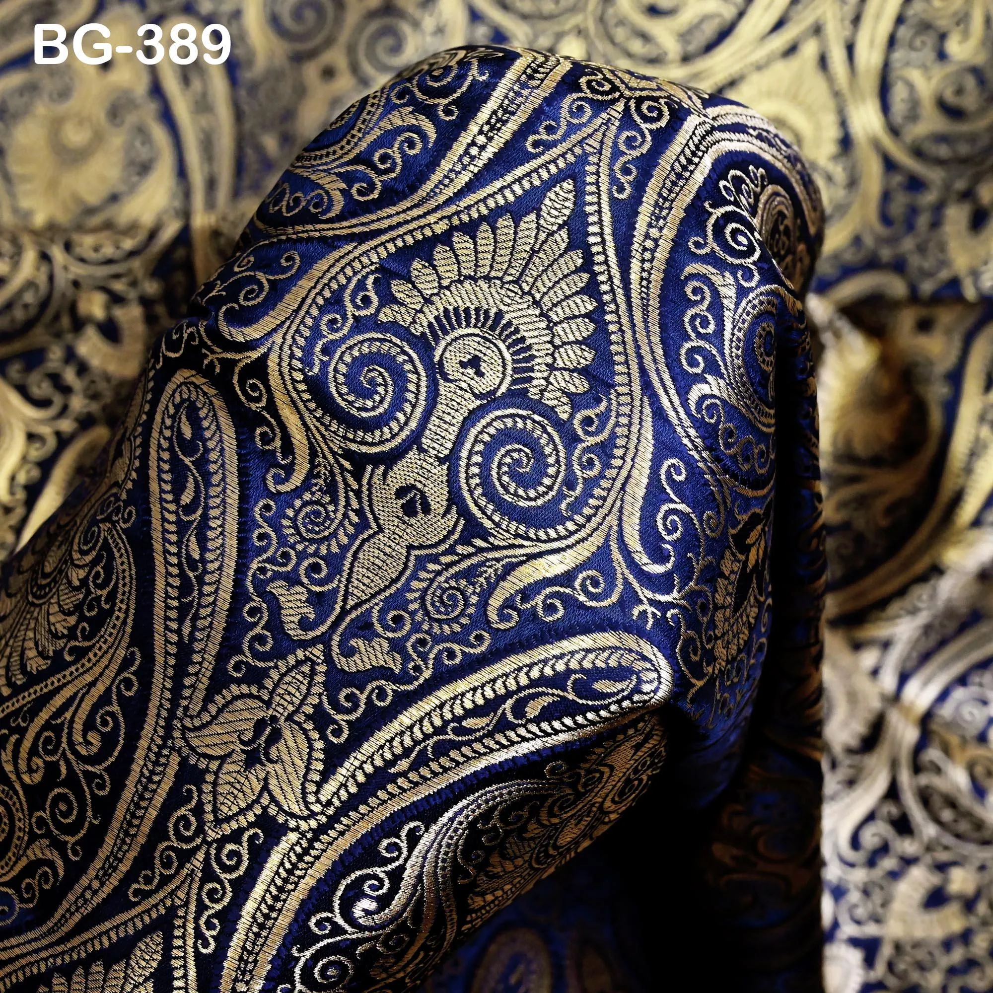 Navy Blue Brocade Fabric by the Yard Wedding Dress Banaras brocade for evening jacket table runner curtains home decor Indian Blended Silk