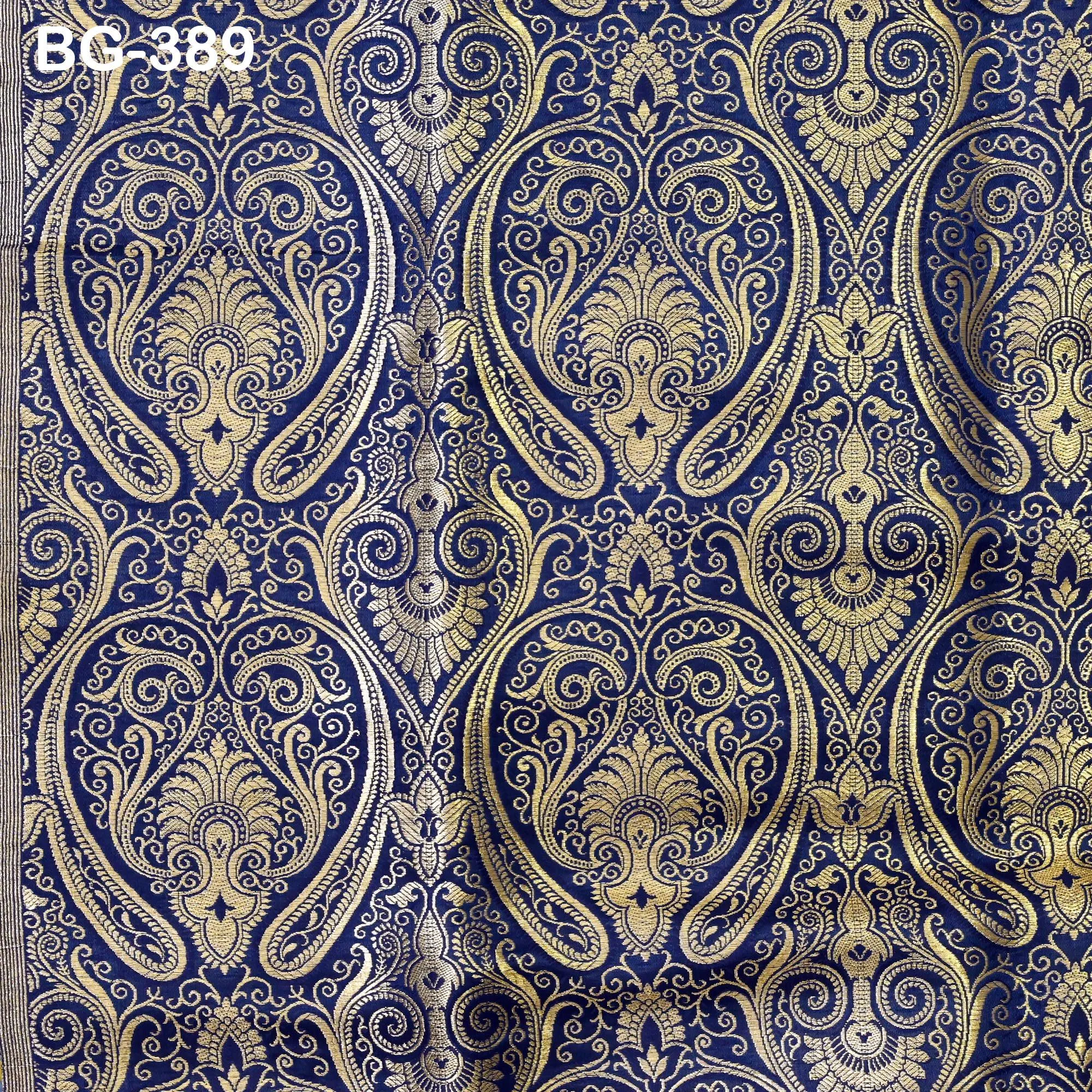 Navy Blue Brocade Fabric by the Yard Wedding Dress Banaras brocade for evening jacket table runner curtains home decor Indian Blended Silk