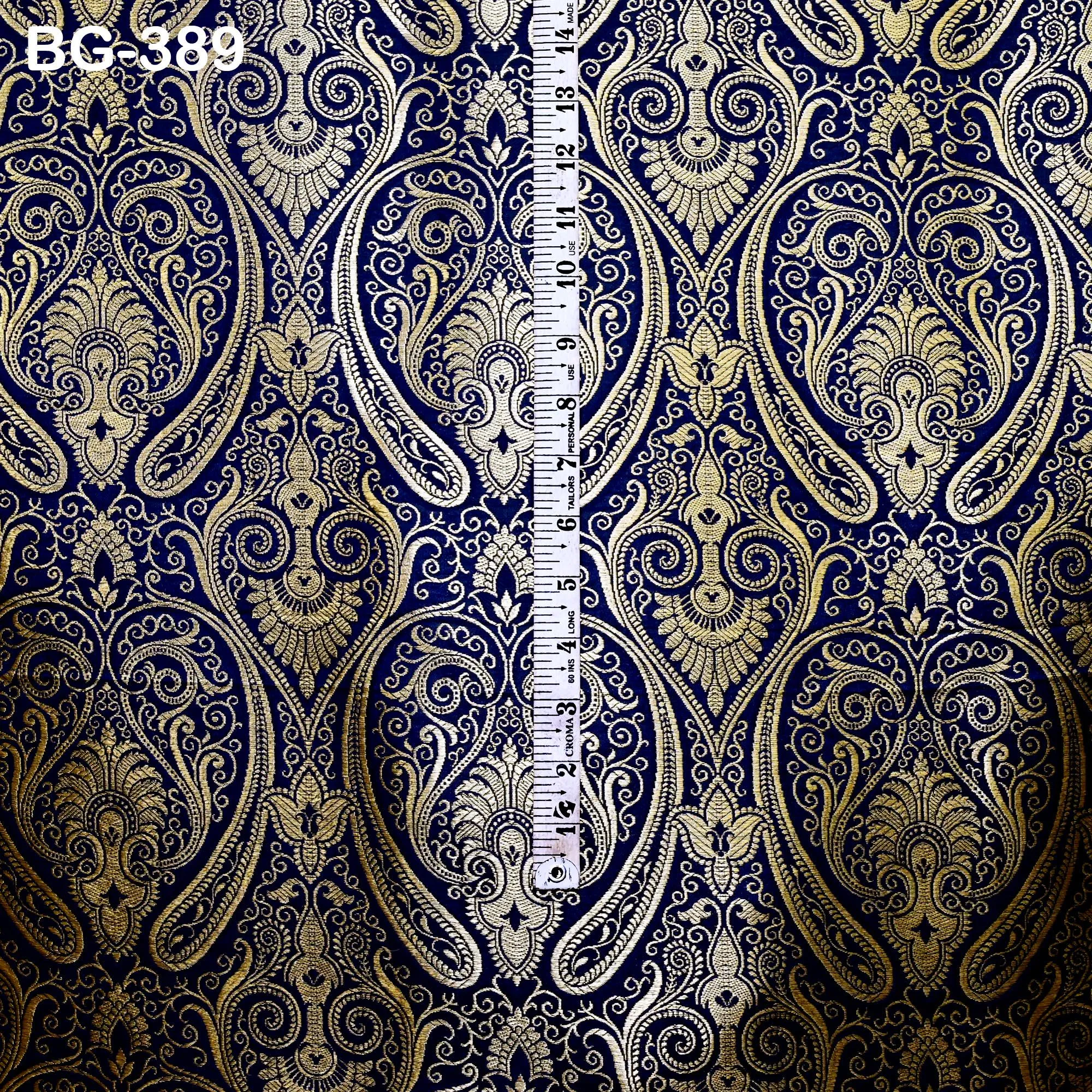 Navy Blue Brocade Fabric by the Yard Wedding Dress Banaras brocade for evening jacket table runner curtains home decor Indian Blended Silk