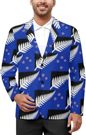 New National Flag of New Zea-land Men's Suit Long-Sleeve Two Button Tuxedo Business Jacket for Wedding Office